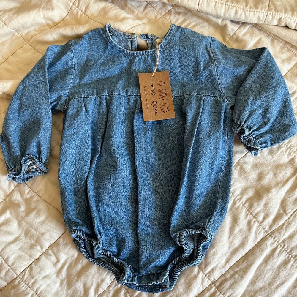NWT The Simple Folk The Denim Romper 2-3